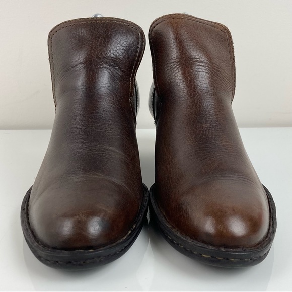 NFS Born Women’s Rachel Brown Leather Heeled Ankle Booties Size 6.5 / 37 - Picture 5 of 15